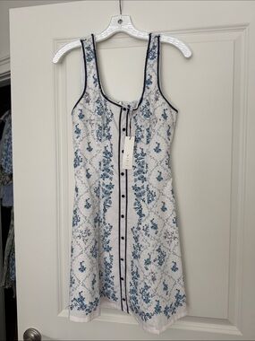Blue Floral Tank Chemise with Contrast Trim - Women's Intimates